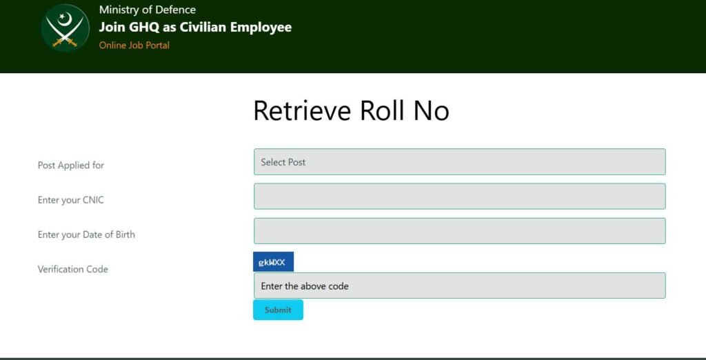 GHQ Roll No Slip 2026