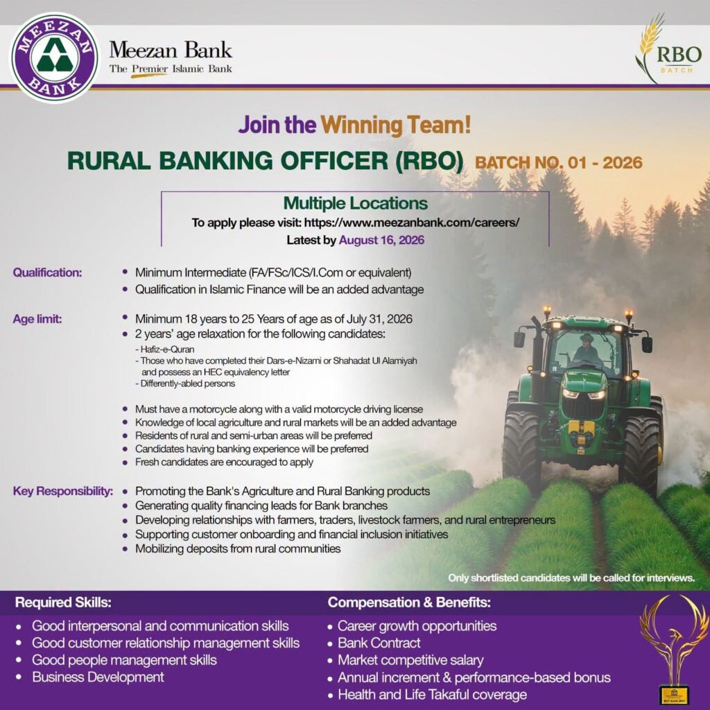 Meezan Bank BRO Jobs 2026 Advertisement 